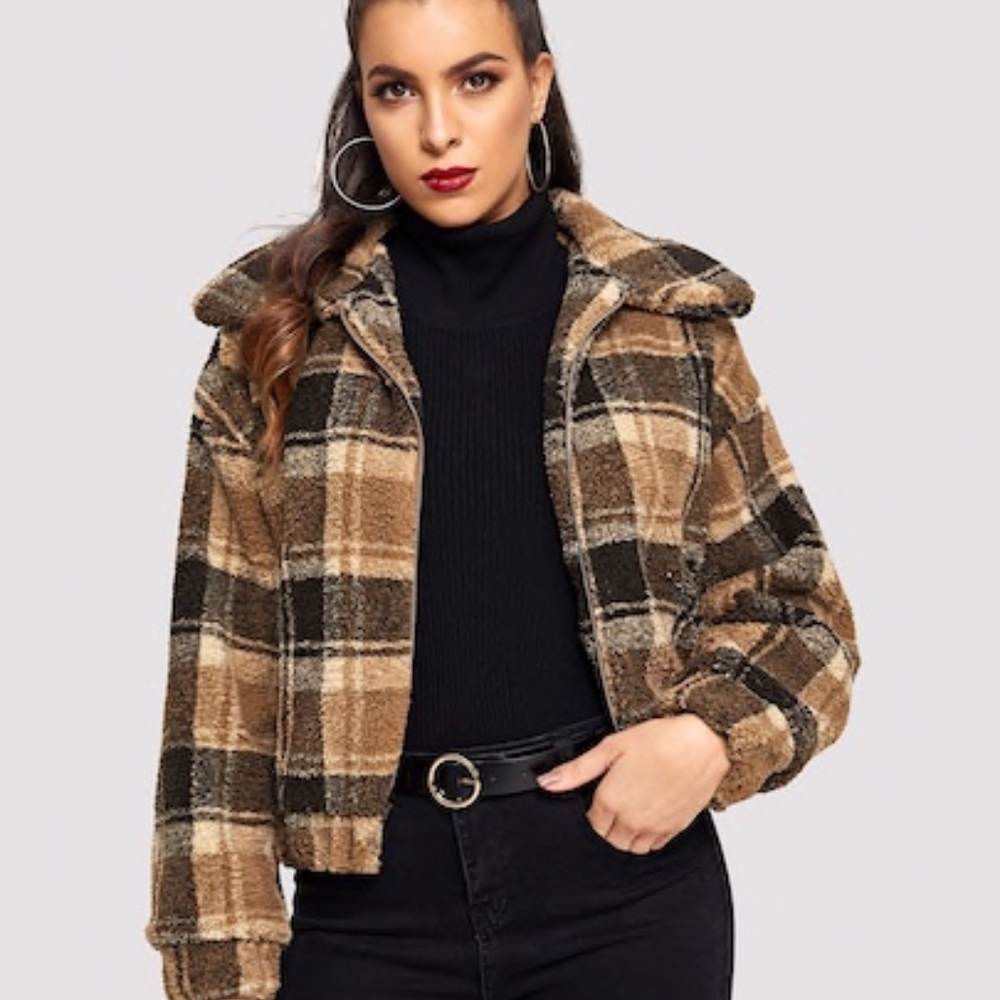 LAST ONE!!! Plaid Zip-Up Shearling Jacket - Picture 2 of 7